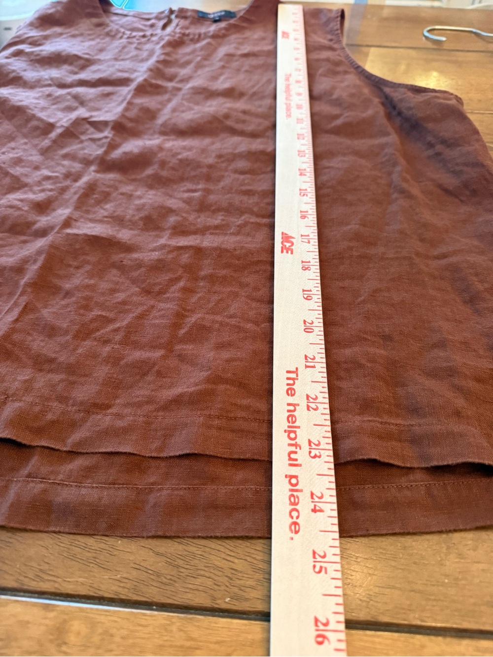 Quince 100% European Linen Sleeveless Tank Top Brown Coastal Earthy Sustainable - Picture 6 of 7